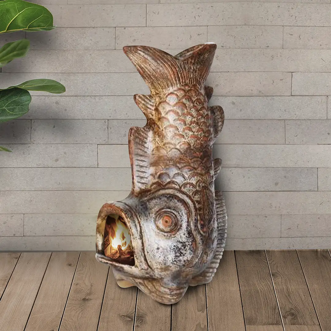 Golden-Wash Fish Chiminea | Best Life Patio