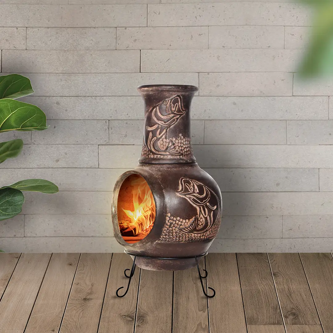 2-pc Fish Chiminea | Best Life Patio