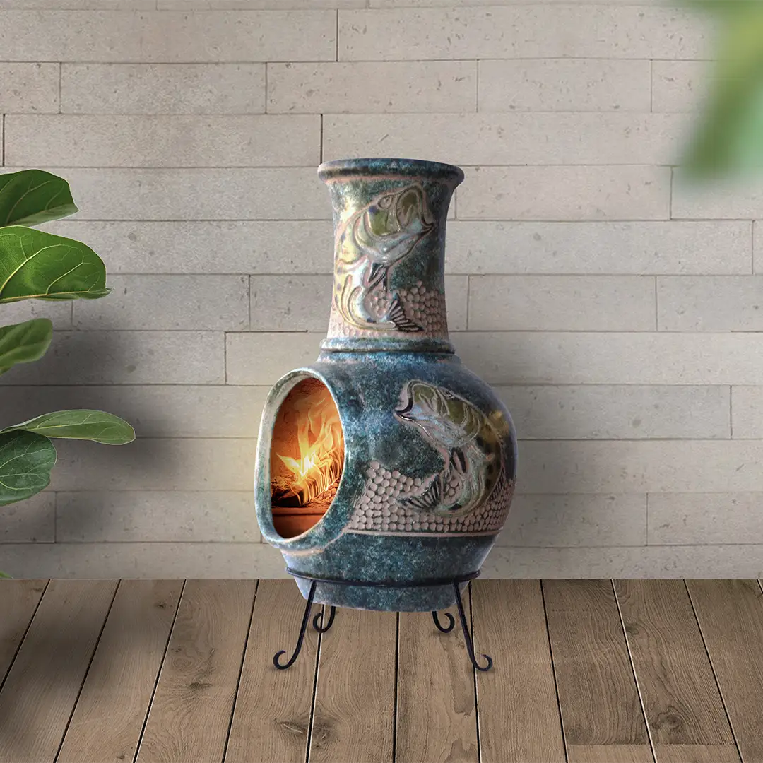 2-pc Bass Fish Chiminea | Best Life Patio